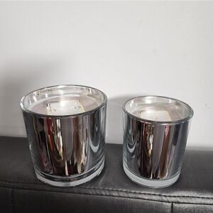 Lot of two Christmas Providence Silver Fireside Amber Scented Jar Candle